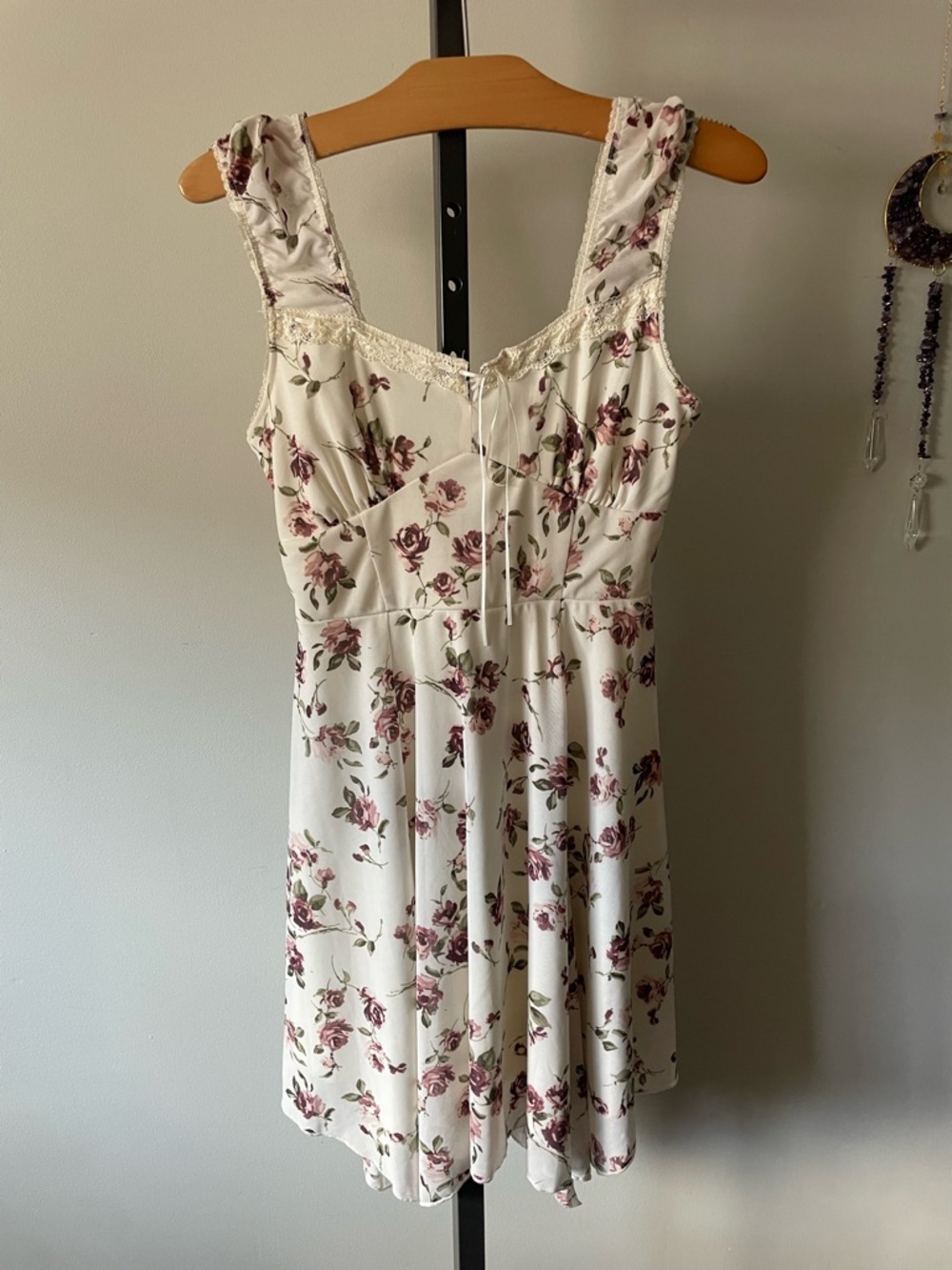 Kirious Coquette Romantic Cottagecore Floral Milkmaid Dress Lace Trim Small